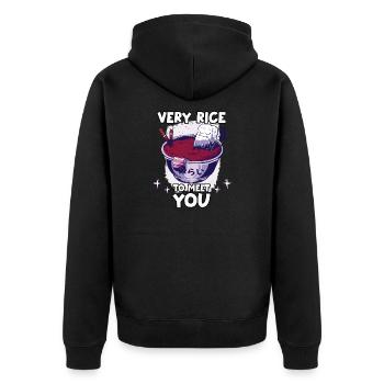 Niedliches Sushi-Motiv Nigiri Männer und Frauen - Unisex Premium Bio Zip Hoodie - Schwarz - Hinten - Nico (187cm)