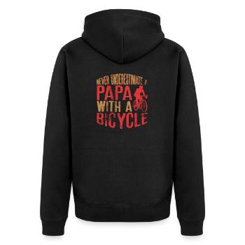 Unterschätze niemals einen Papa mit einem Fahrrad Perfekt - Unisex Premium Bio Zip Hoodie - Schwarz - Hinten - Nico (187cm)