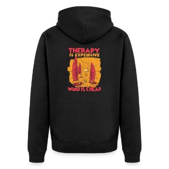 sail captain sail hobby yacht sailor - Unisex Premium Organic Zip Hoodie - black - Back - Nico (187cm)