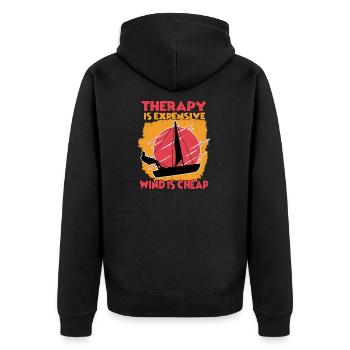 funny sailor hobby sailing boater motor boat - Unisex Premium Organic Zip Hoodie - black - Back - Nico (187cm)