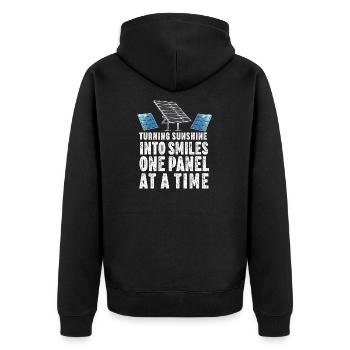 Solarpanel-Installateur Techniker Männer Erneuerbar - Unisex Premium Bio Zip Hoodie - Schwarz - Hinten - Nico (187cm)