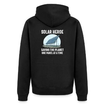 Solarpanel-Installateur Techniker Männer Erneuerbar - Unisex Premium Bio Zip Hoodie - Schwarz - Hinten - Nico (187cm)