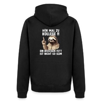Faultier Sport Outfit | Sloth Motivation | - Unisex Premium Bio Zip Hoodie - Schwarz - Hinten - Nico (187cm)