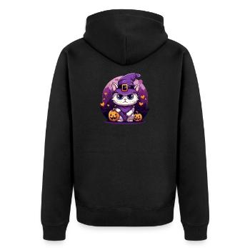 Costume de propriétaire de chat d'Halloween - Veste à capuche bio Premium Unisexe - noir - Dos - Nico (187cm)