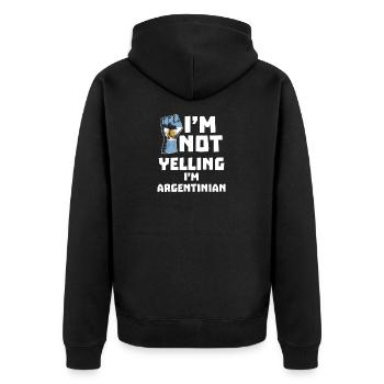 Lustiger argentinischer Spruch drucken - Unisex Premium Bio Zip Hoodie - Schwarz - Hinten - Nico (187cm)