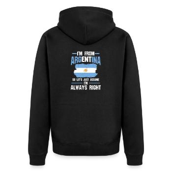 Argentino Gift design - Unisex Premium Organic Zip Hoodie - black - Back - Nico (187cm)