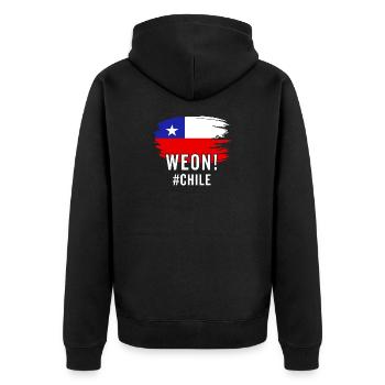 Chile Flagge Stolz Chilenische Lustige Camiseta Chilena - Unisex Premium Bio Zip Hoodie - Schwarz - Hinten - Nico (187cm)