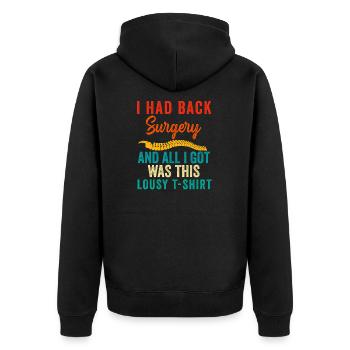 Back Post Surgery Recovery Men Women Discectomy - Unisex Premium Organic Zip Hoodie - black - Back - Nico (187cm)