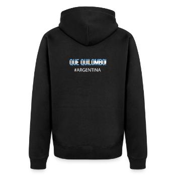 Argentinien Argentinische Flagge Männer Damen Camisa - Unisex Premium Bio Zip Hoodie - Schwarz - Hinten - Nico (187cm)