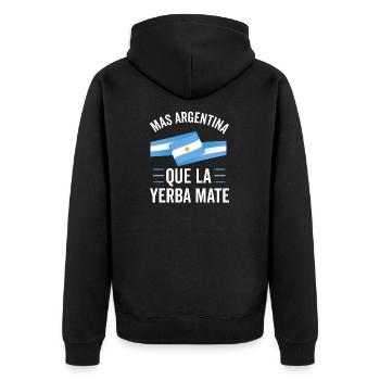 Argentinien Argentinische Flagge Männer Damen Camisa - Unisex Premium Bio Zip Hoodie - Schwarz - Hinten - Nico (187cm)