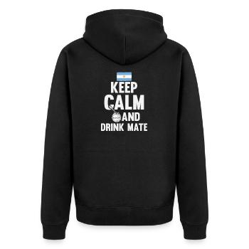 Lustiger argentinischer Spruch drucken - Unisex Premium Bio Zip Hoodie - Schwarz - Hinten - Nico (187cm)