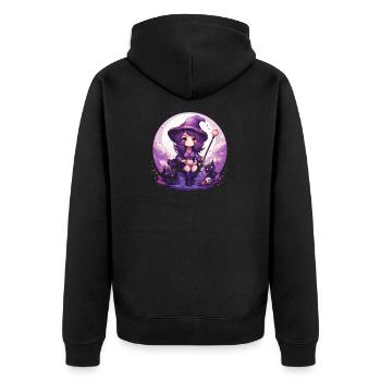 Chibi Hexen Halloween Kostüm Verkleidung für - Unisex Premium Bio Zip Hoodie - Schwarz - Hinten - Nico (187cm)
