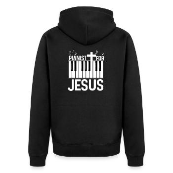 Pianiste chrétien Jésus Pianiste Musicien - Veste à capuche bio Premium Unisexe - noir - Dos - Nico (187cm)