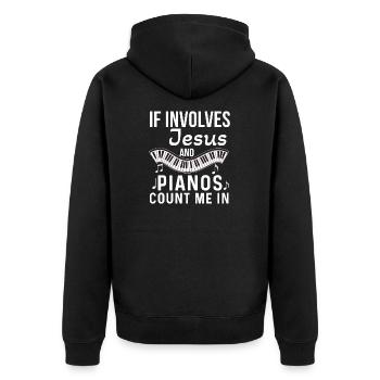 Pianiste chrétien Jésus Pianiste Musicien - Veste à capuche bio Premium Unisexe - noir - Dos - Nico (187cm)