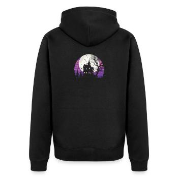 Halloween Party Kostüm Spukhaus Gruselzeit - Unisex Premium Bio Zip Hoodie - Schwarz - Hinten - Nico (187cm)