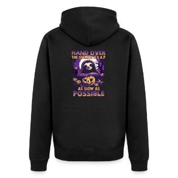 Costume d'Halloween de paresseux effrayant | - Veste à capuche bio Premium Unisexe - noir - Dos - Nico (187cm)