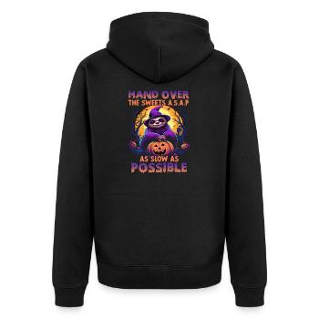 Costume mignon de paresseux d'Halloween | - Veste à capuche bio Premium Unisexe - noir - Dos - Nico (187cm)