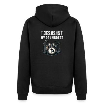 Christlicher Schlagzeuger Schlagzeuger Stick-Männer Jesus - Unisex Premium Bio Zip Hoodie - Schwarz - Hinten - Nico (187cm)