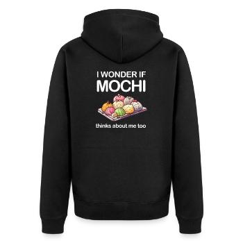 Mochi Japanischer Reiskuchen Süßigkeiten Snack Süßes Mochi - Unisex Premium Bio Zip Hoodie - Schwarz - Hinten - Nico (187cm)