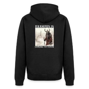 Krampus Maske | Krampus Kostüm Kramperl | - Unisex Premium Bio Zip Hoodie - Schwarz - Hinten - Nico (187cm)