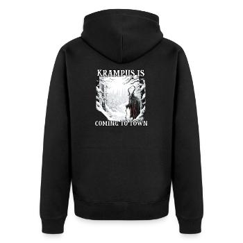 Krampus Maske Krampus Kostüm Kramperl Böser - Unisex Premium Bio Zip Hoodie - Schwarz - Hinten - Nico (187cm)