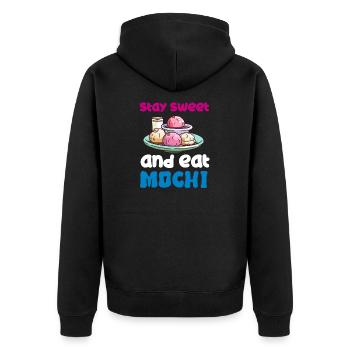 Mochi Japanischer Reiskuchen Süßigkeiten Snack Süßes Mochi - Unisex Premium Bio Zip Hoodie - Schwarz - Hinten - Nico (187cm)