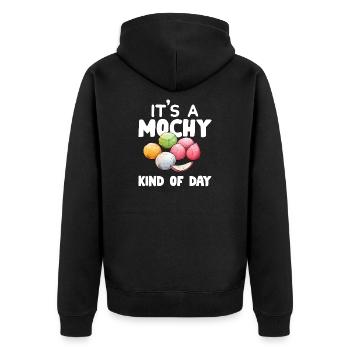Mochi Japanischer Reiskuchen Süßigkeiten Snack Süßes Mochi - Unisex Premium Bio Zip Hoodie - Schwarz - Hinten - Nico (187cm)