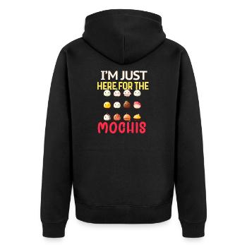 Mochi Japanischer Reiskuchen Süßigkeiten Snack Süßes Mochi - Unisex Premium Bio Zip Hoodie - Schwarz - Hinten - Nico (187cm)