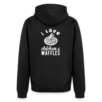 Hühnchen und Waffeln Gebratene Hähnchenflügel Liebhaber - Unisex Premium Bio Zip Hoodie - Schwarz - Hinten - Nico (187cm)