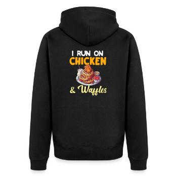 Hühnchen und Waffeln Gebratene Hähnchenflügel Liebhaber - Unisex Premium Bio Zip Hoodie - Schwarz - Hinten - Nico (187cm)