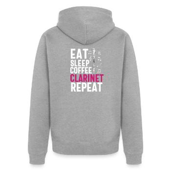Joueur de clarinette pour fille Femmes Fille Drôle - Veste à capuche bio Premium Unisexe - gris chiné - Dos - Nico (187cm)