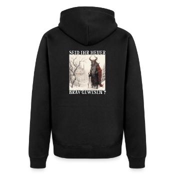 Krampus T Dämonischer Weihnachtsmann Kramperl - Unisex Premium Bio Zip Hoodie - Schwarz - Hinten - Nico (187cm)