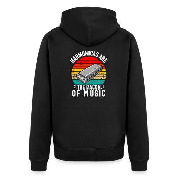 Harmonica Player For Men Women Funny Harmonicist - Unisex Premium Organic Zip Hoodie - black - Back - Nico (187cm)