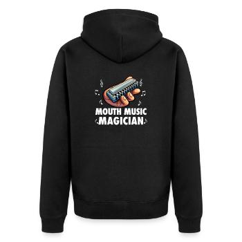 Mundharmonikaspieler für Männer Frauen Lustiger Harmoniker - Unisex Premium Bio Zip Hoodie - Schwarz - Hinten - Nico (187cm)