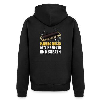 Harmonica Player For Men Women Funny Harmonicist - Unisex Premium Organic Zip Hoodie - black - Back - Nico (187cm)