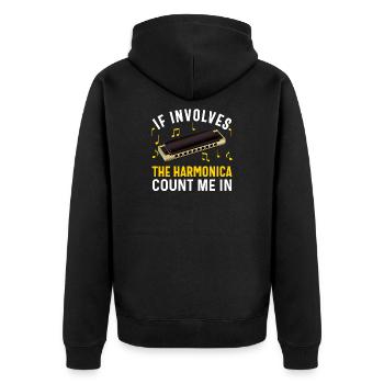 Mundharmonikaspieler für Männer Frauen Lustiger Harmoniker - Unisex Premium Bio Zip Hoodie - Schwarz - Hinten - Nico (187cm)