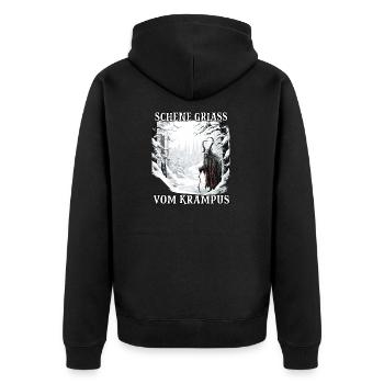 Krampus Maske Krampus Kostüm Kramperl Böser - Unisex Premium Bio Zip Hoodie - Schwarz - Hinten - Nico (187cm)
