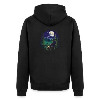 Wandern T für Naturliebhaber und Hiking Fans - Unisex Premium Bio Zip Hoodie - Schwarz - Hinten - Nico (187cm)