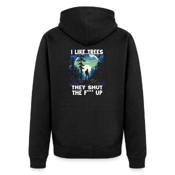 Lustiges Wander T für Naturliebhaber als - Unisex Premium Bio Zip Hoodie - Schwarz - Hinten - Nico (187cm)