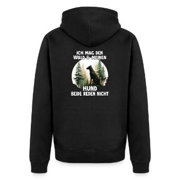 Lustiges Hundehalter Outfit für Wanderungen und - Unisex Premium Bio Zip Hoodie - Schwarz - Hinten - Nico (187cm)