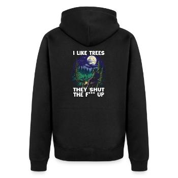 Lustiges Hiking T für Trekking Fans und - Unisex Premium Bio Zip Hoodie - Schwarz - Hinten - Nico (187cm)