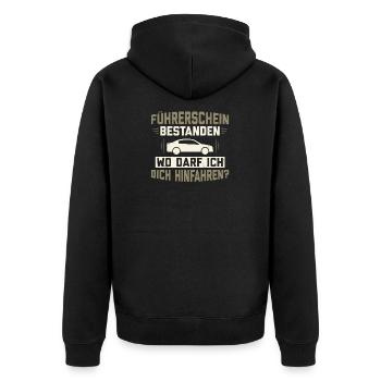 Permis de conduire passé, où puis-je vous conduire ? - Veste à capuche bio Premium Unisexe - noir - Dos - Nico (187cm)