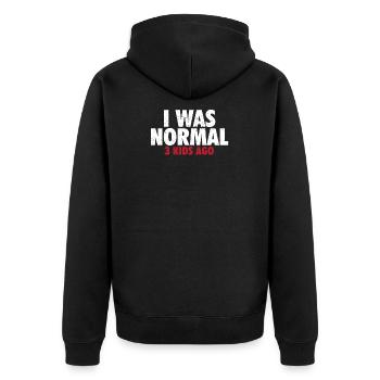 Mama Leben Ich war Normal Drei Kinder Vor Lustig - Unisex Premium Bio Zip Hoodie - Schwarz - Hinten - Nico (187cm)