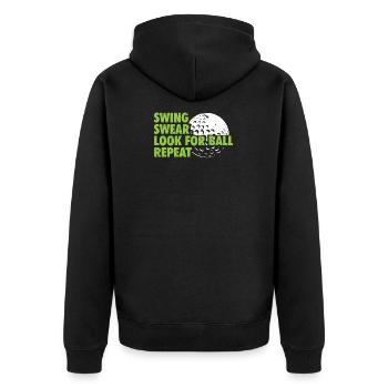 Swing Swear Look For Repeat Funny Golf Golfer - Unisex Premium Organic Zip Hoodie - black - Back - Nico (187cm)