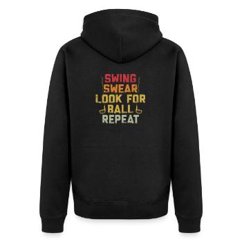 Swing Swear Look For Repeat Funny Golf Golfer - Unisex Premium Organic Zip Hoodie - black - Back - Nico (187cm)