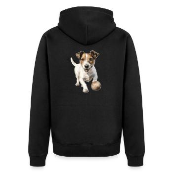 Jack Russell Dog Owner T Walking Clothing Jack - Unisex Premium Organic Zip Hoodie - black - Back - Nico (187cm)