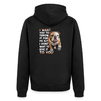 Englische Bulldogge Hundeliebhaber Bulldoggen - Unisex Premium Bio Zip Hoodie - Schwarz - Hinten - Nico (187cm)