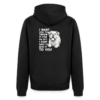 Tenue de promenade pour Bulldogs anglais - Veste à capuche bio Premium Unisexe - noir - Dos - Nico (187cm)