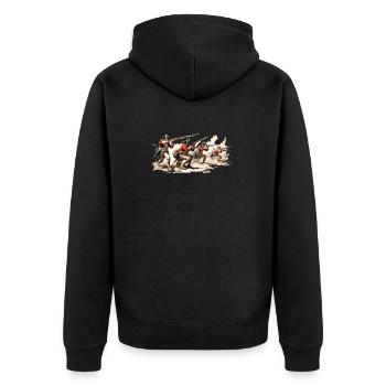 Rotröcke Linieninfanterie des 18 Jahrhunderts - Unisex Premium Bio Zip Hoodie - Schwarz - Hinten - Nico (187cm)
