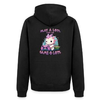 Kawaii Axolotl Anime T pour gamer hobby streamer - Veste à capuche bio Premium Unisexe - noir - Dos - Nico (187cm)